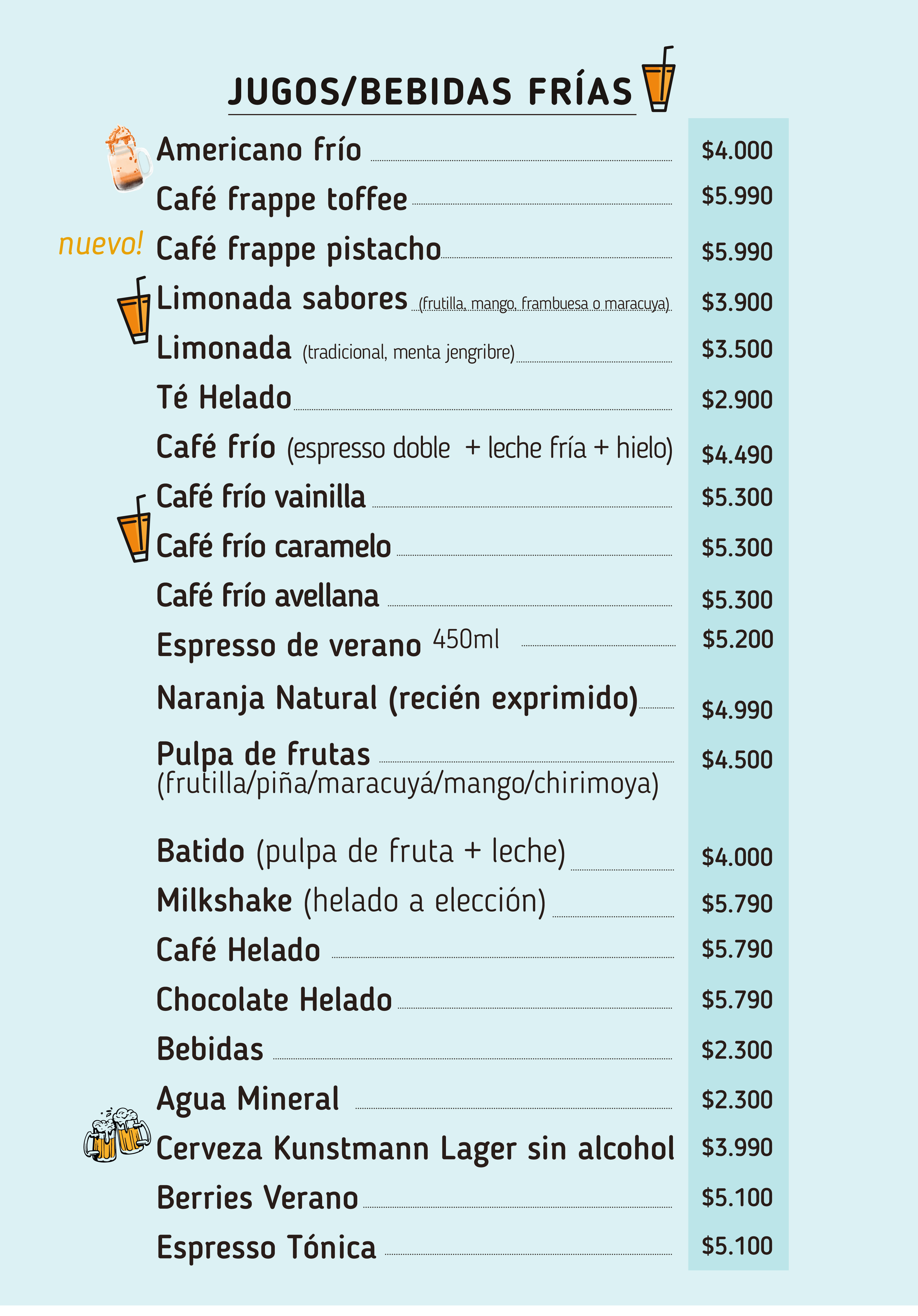 Jugos y bebidas - Filomena Cafe
